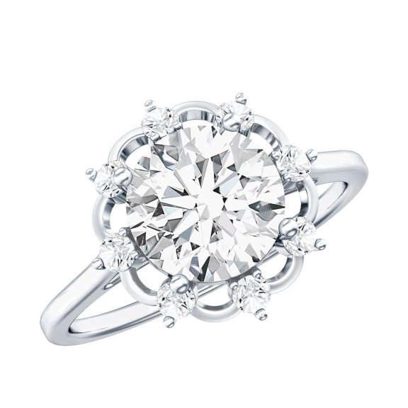 Lab Grown 2 Carat Diamond Engagement Ring , EF-VS Quality - Ideal For Gift, 925 Sterling Silver, US 7.00