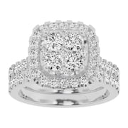 Unique Moments Lab Grown 2 Ctw Diamond Cushion Bridal Set, Engagement Ring for Women 10K White Gold