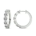 thumbnail image 1 of Lab Grown 5 Carat Emerald Shape Calantha Hoop Earrings| IGI Certified 14K White Gold Prong Setting | FG-VS Quality | Friendly Diamonds, 1 of 6