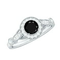 thumbnail image 1 of Rosec Jewels Lab Grown Black White Diamond Engagement Ring - Vintage Style Ring for Women - AAAA Quality - with Jewelry Box, 925 Sterling Silver, US 4.00, 1 of 8