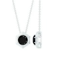 thumbnail image 1 of Rosec Jewels Lab Grown Black Diamond Solitaire Pendant Necklace for Women - 7 MM, 10K White Gold, 1 of 8