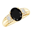 thumbnail image 1 of Lab Grown Black Diamond Solitaire Statement Ring with Diamond - 8X10 mm, 10K Yellow Gold, US 5.00, 1 of 8