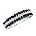 thumbnail image 1 of Rosec Jewels Certified Lab Grown Black and White Diamond Wedding Band- 3 Row Wide Half Eternity Band Ring - with Jewelry Box, 925 Sterling Silver, US 4.00, 1 of 7
