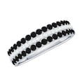 thumbnail image 1 of Rosec Jewels Lab Grown Black Diamond Wedding Band with Moissanite - 3 Row Wide Half Eternity Band Ring - with Jewelry Box, 925 Sterling Silver, US 6.00, 1 of 8