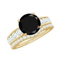 thumbnail image 1 of Rosec Jewels Classic Wedding Ring Set with Lab Grown Black Diamond and Moissanite - 2 Carat Engagement Ring with Band - AAAA Quality, 14K Yellow Gold, US 12.50, 1 of 9