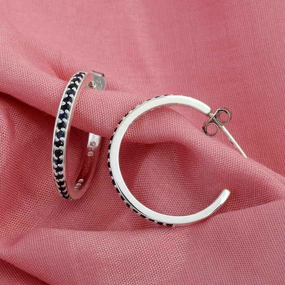 Lab Grown Blue Sapphire Hoops