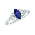 thumbnail image 1 of Rosec Jewels Lab Grown Blue Sapphire Solitaire Celtic Ring with Diamond - 4X8 mm - AAAA Grade, 925 Sterling Silver, US 4.00, 1 of 9