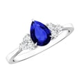 thumbnail image 1 of Rosec Jewels Lab Grown Blue Sapphire Pear Shaped Engagement Ring with Diamond for Women - 1.6 Carat - AAAA Grade - with Jewelry Box, 925 Sterling Silver, US 4.00, 1 of 9