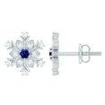 thumbnail image 1 of Rosec Jewels Lab Grown Blue Sapphire Snowflake Earrings with Moissanite - AAAA Quality Certified - Ready to Gift for Christmas, 14K White Gold, 1 of 7