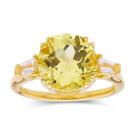 Lab Grown Canary Yellow Sapphire Solitaire Ring or Women in 18K Yellow Gold Plated Sterling Silver- Yellow Cocktail Rings For Her