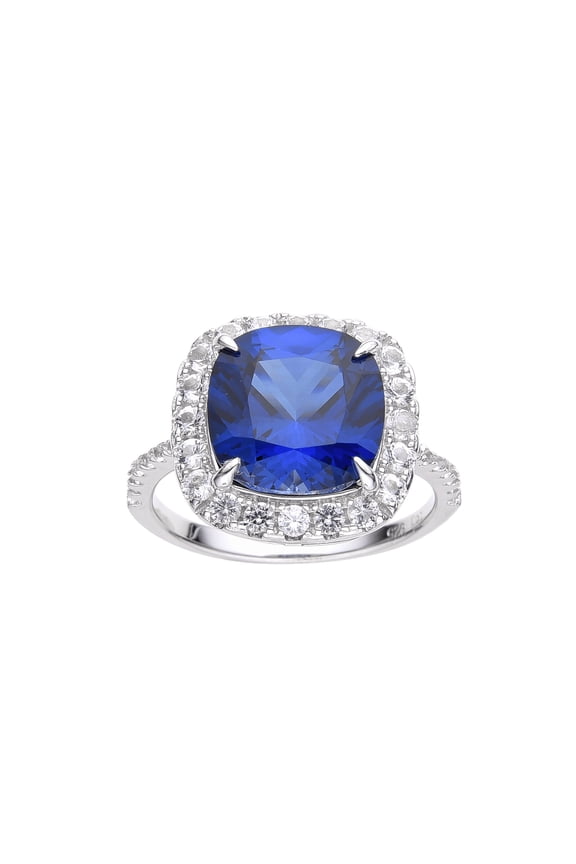 Ceylon Sapphire Cushion Halo Ring