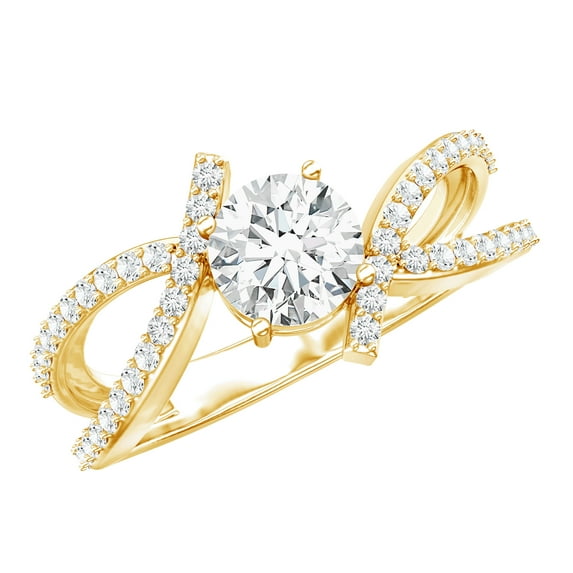 Rosec Jewels Lab Grown Diamond 1 Carat Engagement Ring, EF-VS Quality - Ideal For Gift, 14K Yellow Gold, US 3.50