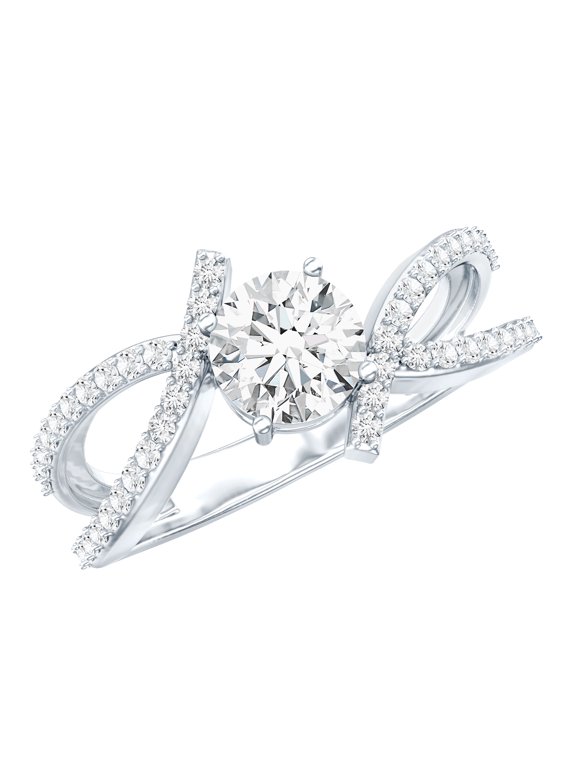 Certified Lab Grown Diamond Engagement Ring, EF-VS Quality - Ideal For Gift, 925 Sterling Silver, US 7.00