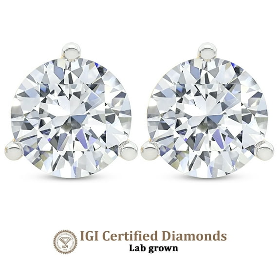 Lab Grown Diamond 10 Carat Earring | F-G VS Quality | IGI Certified Solitaire Stud Earring | 14K White Gold | Friendly Diamonds Earrings