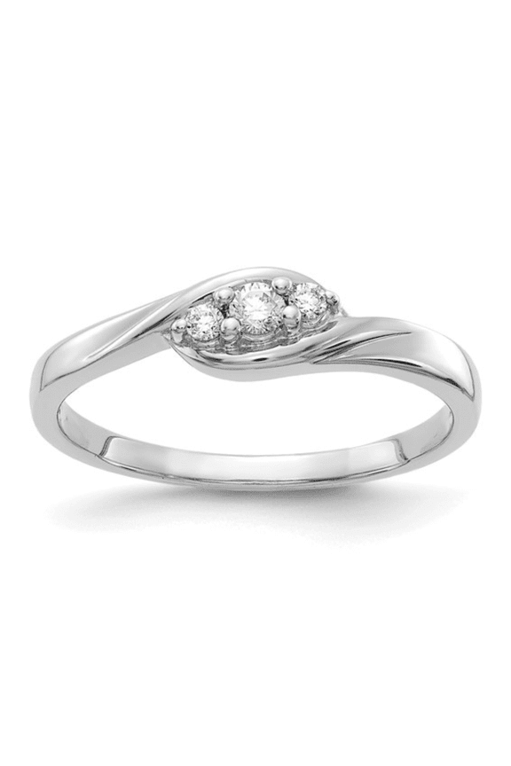 Lab Grown Diamond 14K White Gold Engagement Ring for Her - Three Stone Diamond Ring Statement Bypass Ring
