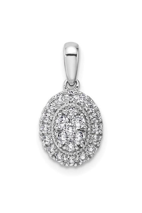 Lab Grown Diamond 14K White Gold Oval Cluster Pendant For Women- Halo Pendant Gift For Women Statement Pendant Charm Gift For Her