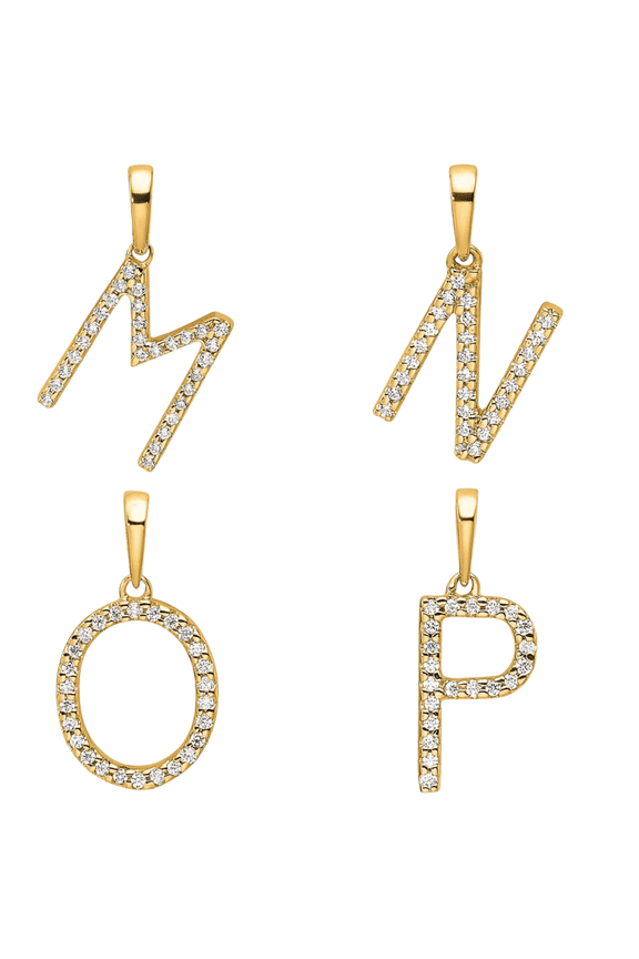 Lab Grown Diamond 14K Yellow Gold Initials Pendants Necklace Custom Pave Diamond Letter Necklace - Dainty Initial Letter Charm Jewelry Gift for Her Him