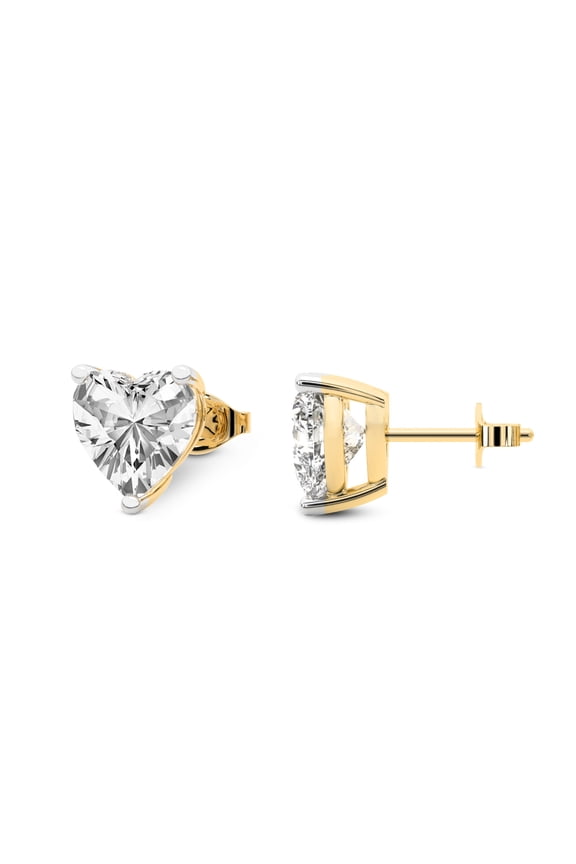 Lab Grown Diamond 3 Carat Earring | F-G VS Quality | IGI Certified Solitaire Stud Earring | 14K Yellow Gold | Friendly Diamonds Earrings