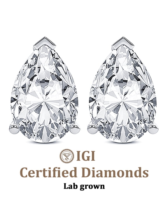 4 Carat Lab Grown Diamond Pear Shape Earring | F-G VS Quality | IGI Certified Solitaire Stud Earring | 14K Rose Gold | Friendly Diamonds Earrings