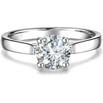 Lab Grown Diamond 4 Prong Solitaire Ring in Sterling Silver Engagement Anniversary Wedding Ring for Women