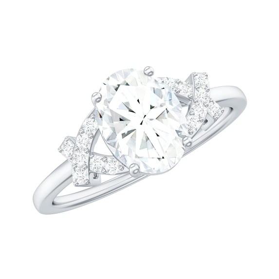 Rosec Jewels Lab Grown Diamond 6x8 mm Oval Engagement Ring, EF-VS Quality Certified, 10K White Gold, US 13.00