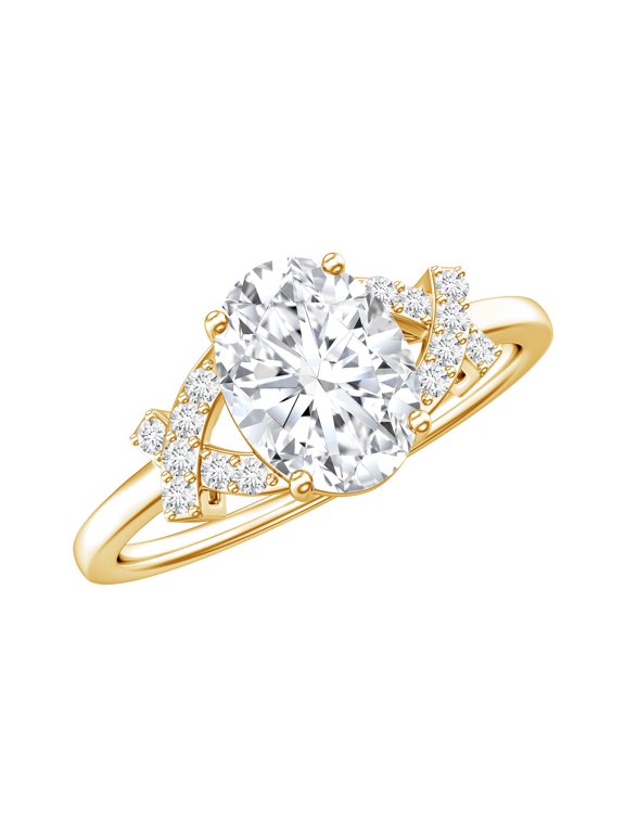 Lab Grown Diamond Oval Engagement Ring, EF-VS Quality Certified, 1 Carat, 14K Yellow Gold, US 7.00