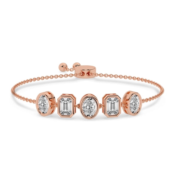 Lab Grown Diamond Alexa Emerald & Oval Fashion Bracelet For Women | 2 Carat FG-VS Quality IGI Certified | 14K Rose Gold | Friendly Diamonds