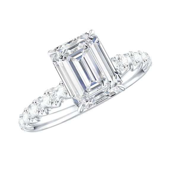 Lab Grown Diamond Art Deco Engagement Ring - 1.8 Carat - Emerald Cut - EF-VS Grade, 14K White Gold, US 5.00