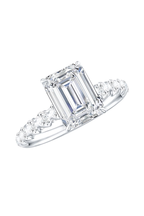 Lab Grown Diamond Art Deco Engagement Ring - 1.8 Carat - Emerald Cut - EF-VS Grade, 14K White Gold, US 7.00
