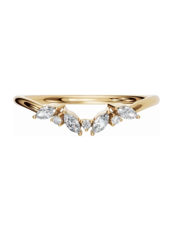 Lab Grown Diamond Contour Ring Yellow Gold Over Sterling Silver Promise Anniversary Ring
