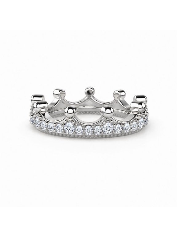 Lab Grown Diamond Crown Engagement Ring for Women 925 Sterling Silver Princess Tiara Wedding Promise Ring Gift