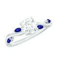 thumbnail image 1 of Lab Grown Diamond Designer Engagement Ring with Sapphire, 10K White Gold, US 10.00, 1 of 9