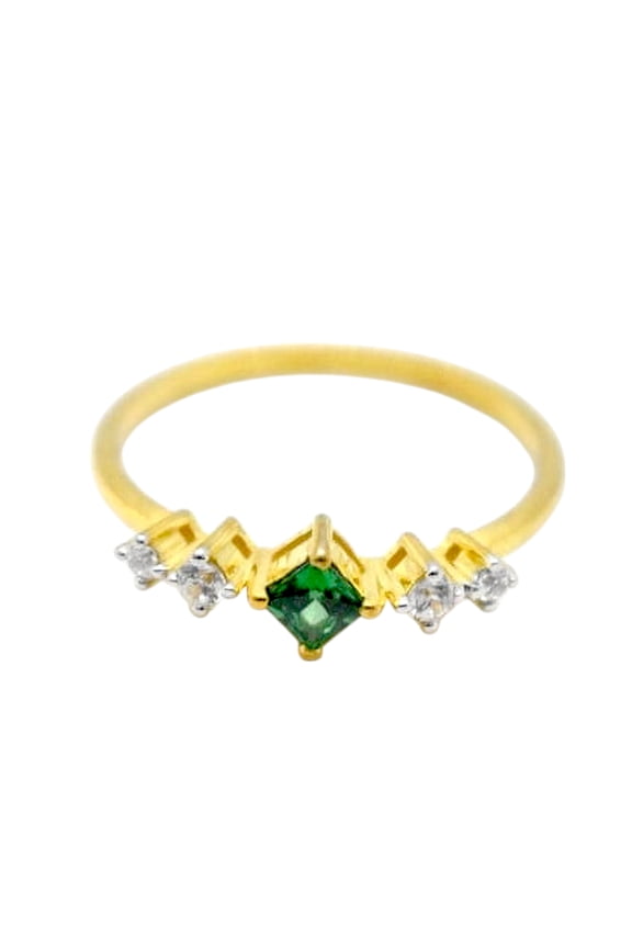Lab Grown Diamond Engagement Ring, 0.06 Ct Princess Cut Stone, Lab Created Emerald Promise Ring, Gift For Wife