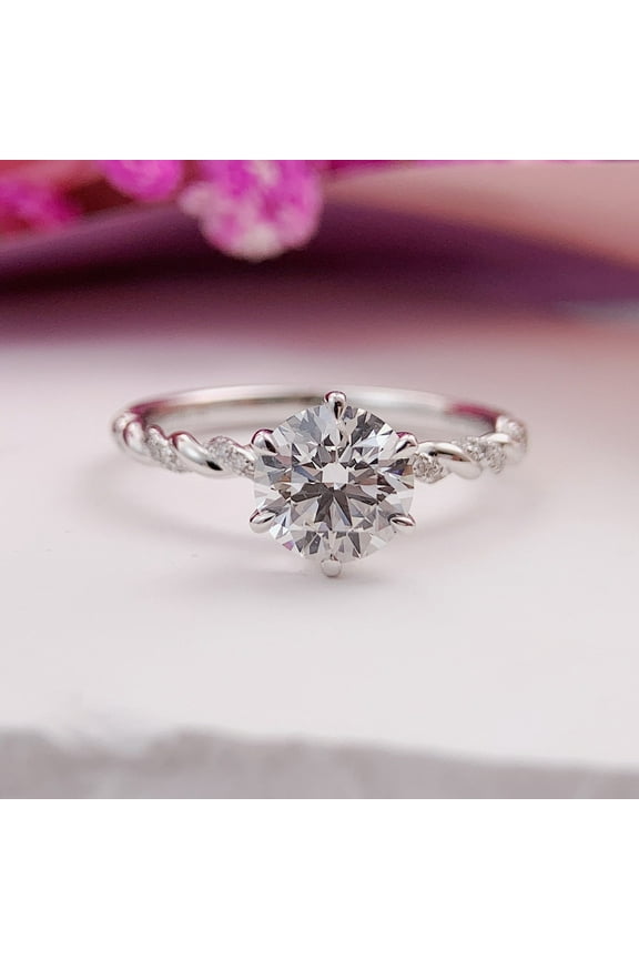 Lab Grown Diamond Engagement Ring 0.5-3ct round brilliant cut lab grown diamond gold ring