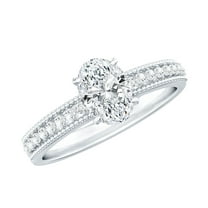 Rosec Jewels Lab Grown Diamond Engagement Ring Oval 5x7 mm - EF-VS Quality Certified, 925 Sterling Silver, US 4.00