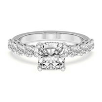 Lab Grown Diamond Engagement Ring For Women | 1 Carat IGI Certified Cushion Shape FG-VS Center Diamond | 14K White Gold | Elinor Side Round Shape Ring Friendly Diamonds