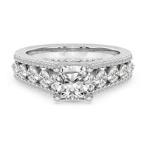 Lab Grown Diamond Engagement Ring For Women | 1 Carat IGI Certified Cushion Shape FG-VS Center Diamond | 14K White Gold | Eos Spark Ring Friendly Diamonds