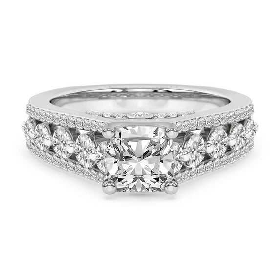 Lab Grown Diamond Engagement Ring For Women | 1 Carat IGI Certified Cushion Shape FG-VS Center Diamond | 14K White Gold | Eos Spark Ring Friendly Diamonds