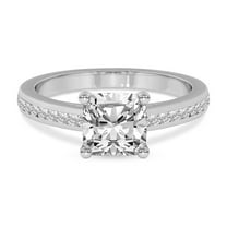 Lab Grown Diamond Engagement Ring For Women | 1 Carat IGI Certified Cushion Shape FG-VS Center Diamond | 14K White Gold | Lucent Side Channel Set Ring Friendly Diamonds