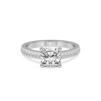 Lab Grown Diamond Engagement Ring For Women | 1 Carat IGI Certified Cushion Shape FG-VS Center Diamond | 14K White Gold | Lucent Side Channel Set Ring Friendly Diamonds
