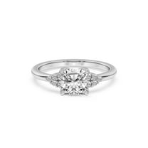 Lab Grown Diamond Engagement Ring For Women | 1 Carat IGI Certified Cushion Shape FG-VS Center Diamond | 14K White Gold | Vesper Side Stone Ring Friendly Diamonds