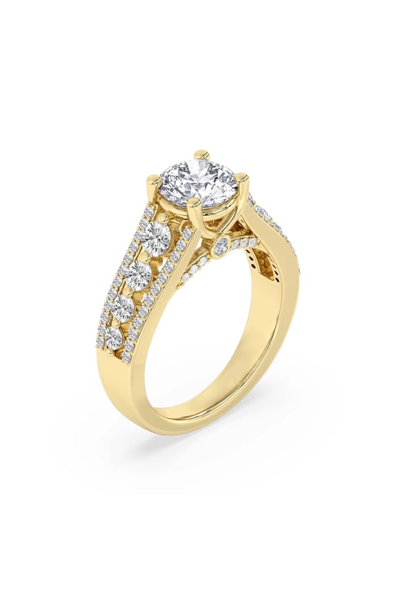 Lab Grown Diamond Engagement Ring For Women | 1 Carat IGI Certified Round Shape FG-VS Center Diamond | 14K Yellow Gold | Eos Spark Ring Friendly Diamonds
