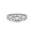 thumbnail image 1 of Lab Grown Diamond Engagement Ring For Women | 2 Carat IGI Certified Asscher Shape FG-VS Center Diamond | 14K Yellow Gold | Desdemona Round Three Stone Ring Friendly Diamonds, 1 of 5