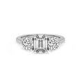 thumbnail image 1 of Lab Grown Diamond Engagement Ring For Women | 2 Carat IGI Certified Emerald Shape FG-VS Center Diamond | 14K Rose Gold | Artemis Round Three Stone Ring Friendly Diamonds, 1 of 5