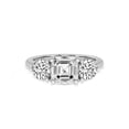 thumbnail image 1 of Lab Grown Diamond Engagement Ring For Women | 4 Carat IGI Certified Asscher Shape FG-VS Center Diamond | 14K White Gold | Artemis Round Three Stone Ring Friendly Diamonds, 1 of 5