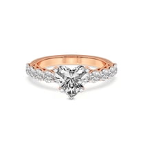 Lab Grown Diamond Engagement Ring For Women | 4 Carat IGI Certified Heart Shape FG-VS Center Diamond | 14K Rose Gold | Elinor Side Round Shape Ring Friendly Diamonds