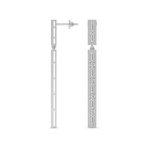 Lab Grown Diamond Fashion Earrings | 1 Carat IGI Certified Baguette & Round Shape | Hyacinth Flower Fashion Dangle Lab Diamond Earrings | 14K White Gold  FG-VS Quality