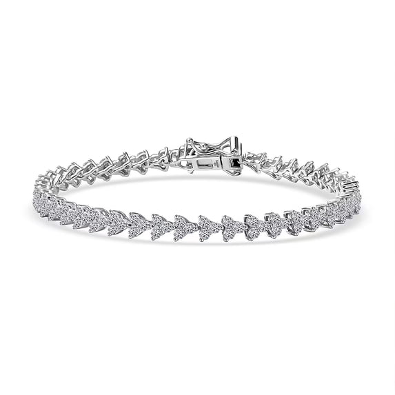 Lab Grown Diamond G-H SI 3.35 ctw Waves of Grace Bracelet Silver 6.50 In