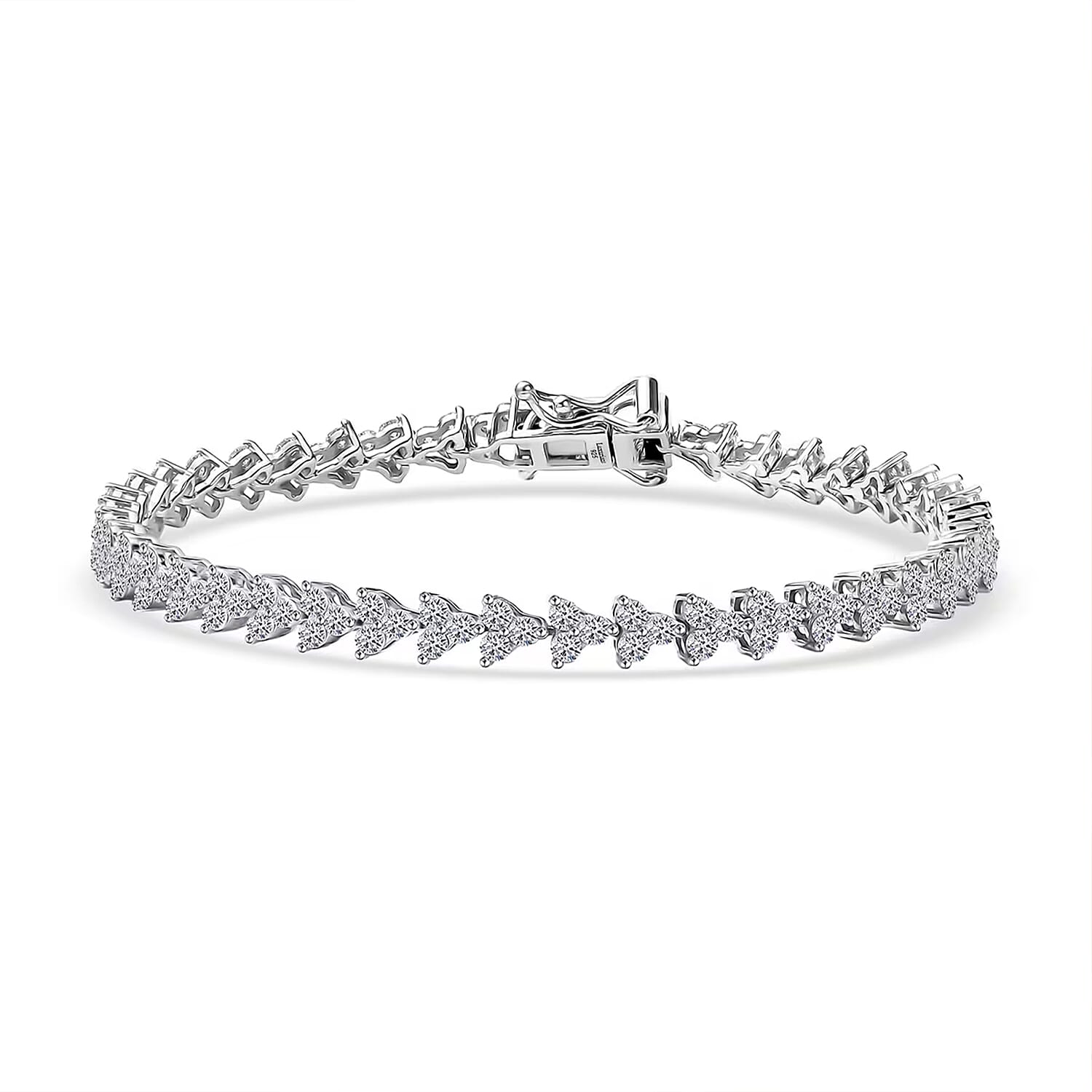 Lab Grown Diamond G-H SI 3.35 ctw Waves of Grace Bracelet Silver 6.50 In