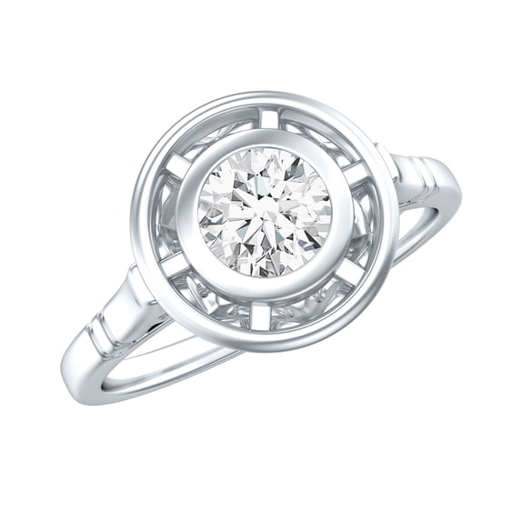 Rosec Jewels Lab Grown Diamond Half Carat Engagement Ring - EF-VS Grade - Ready To Gift, 18K White Gold, US 7.00